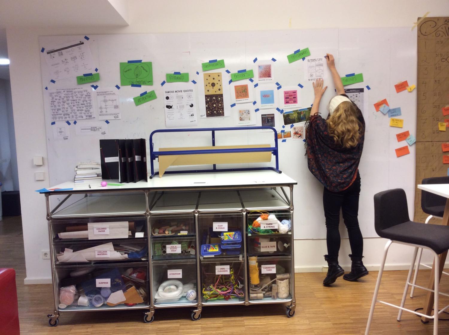 Posting things on the wall at the HPI D-School